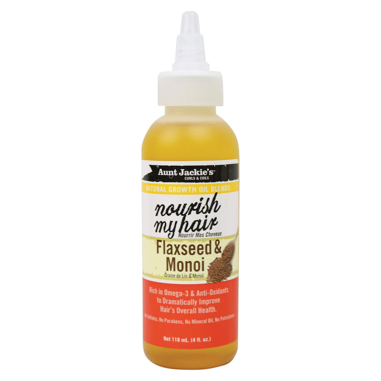 Aunt Jackies Nourish My Hair Flaxseed and Monoi Hair Oil, 4 Oz